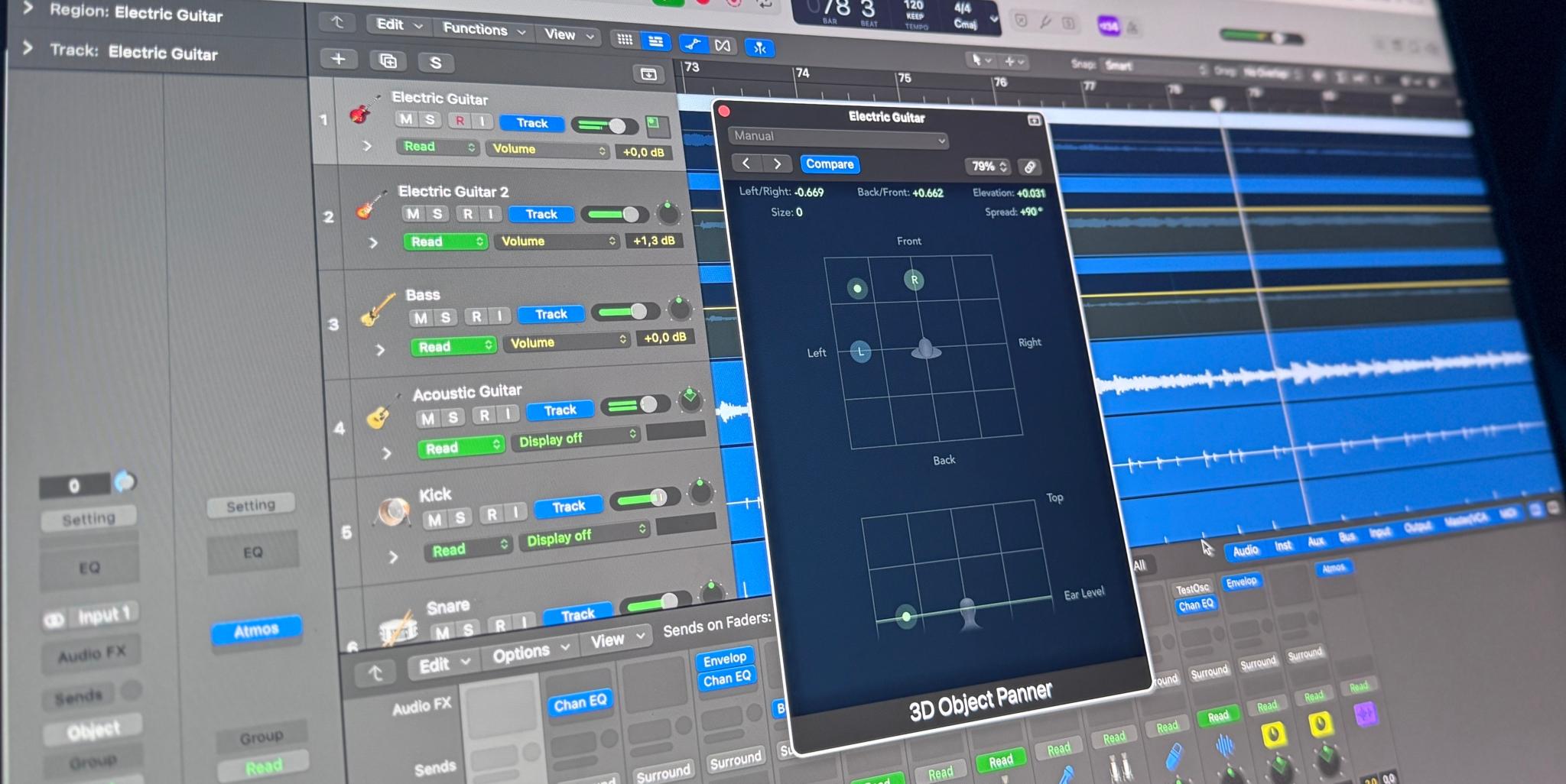 Logic Pro Project and a 3D object panner plugin for Mixing in Dolby Atmos