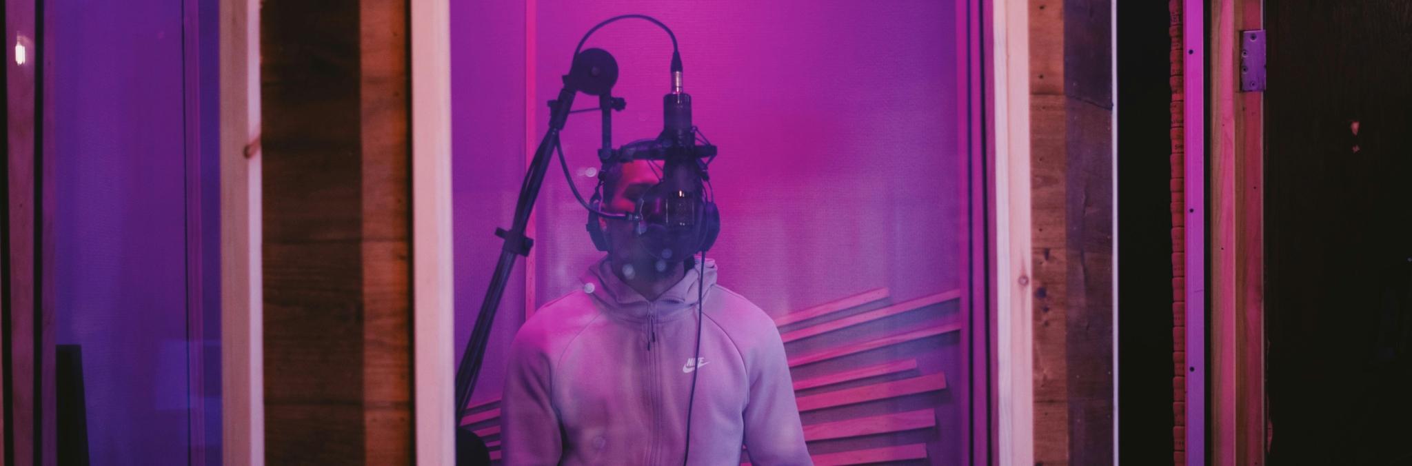 singer recording vocals