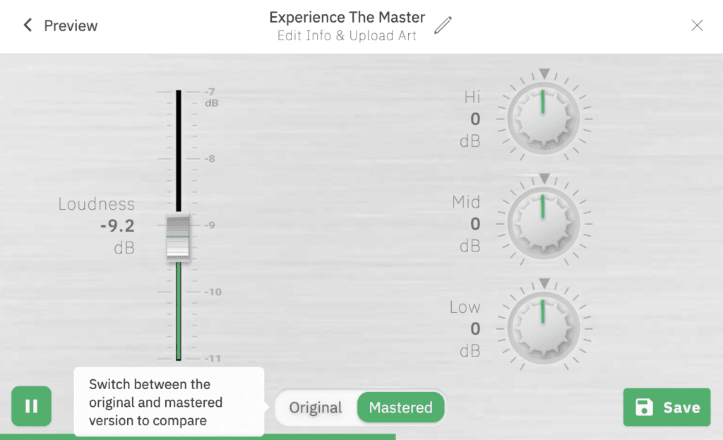 Master Preview in MasteringBOX new mastering app