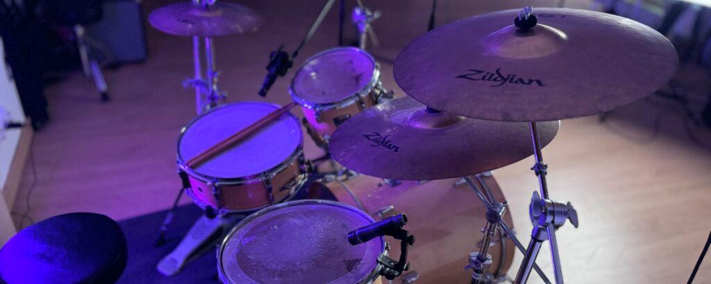 Recording drums at the studio