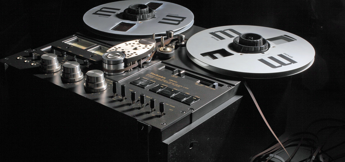 An old Technics reel-to-reel tape deck, used for creating luscious saturation.