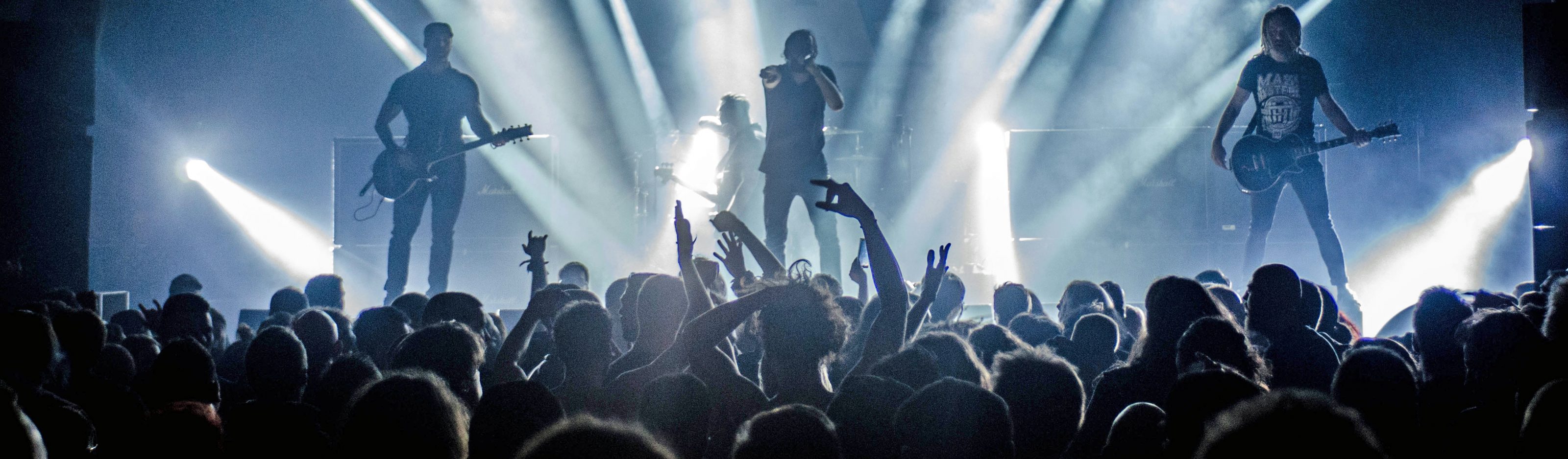 A live band performing on stage