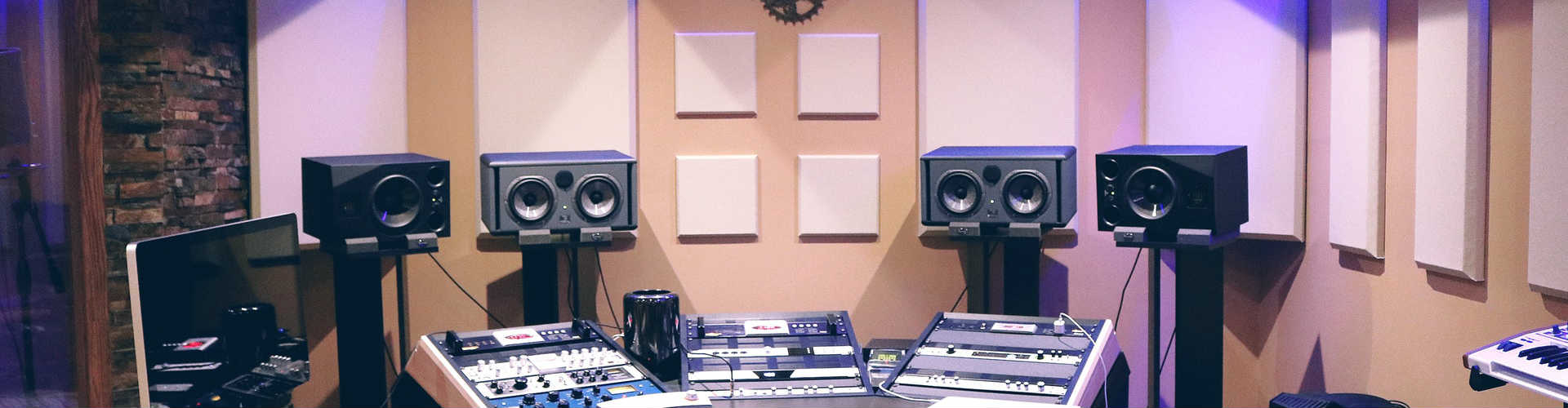 Monitor speakers in a studio control room