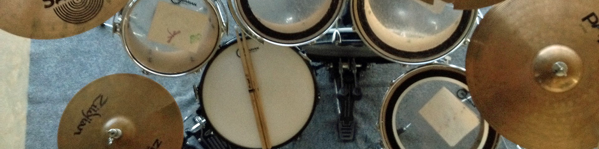 Overhead shot of a drum kit