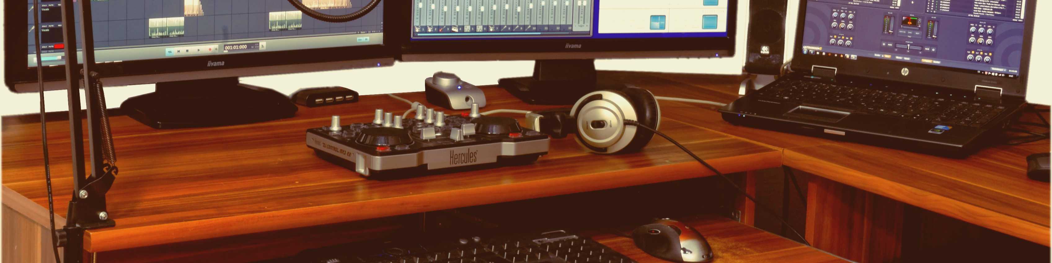 A DJ controller on a desk