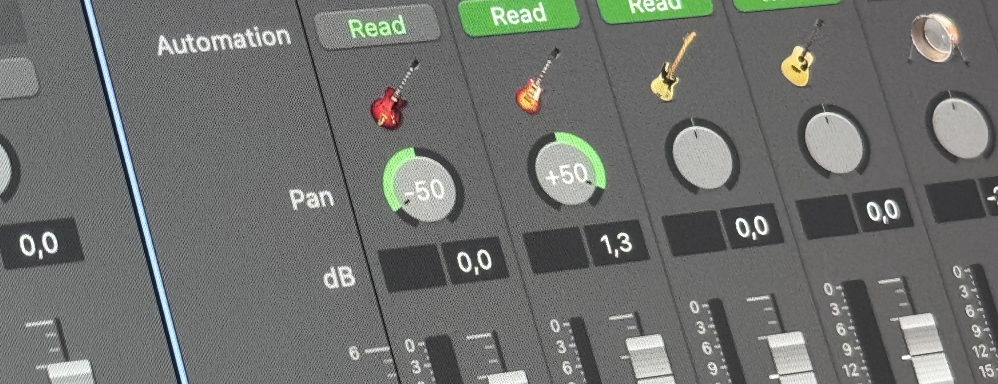 Panning Guitars in Logic Pro