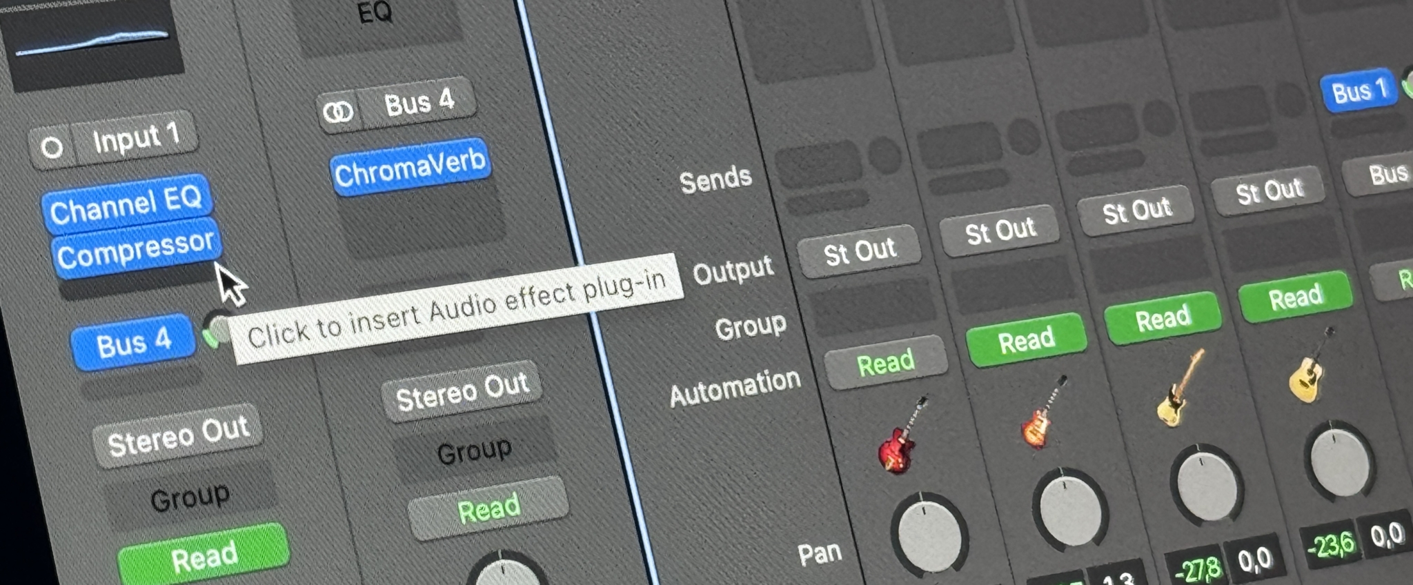 Inserting audio-effect plugin