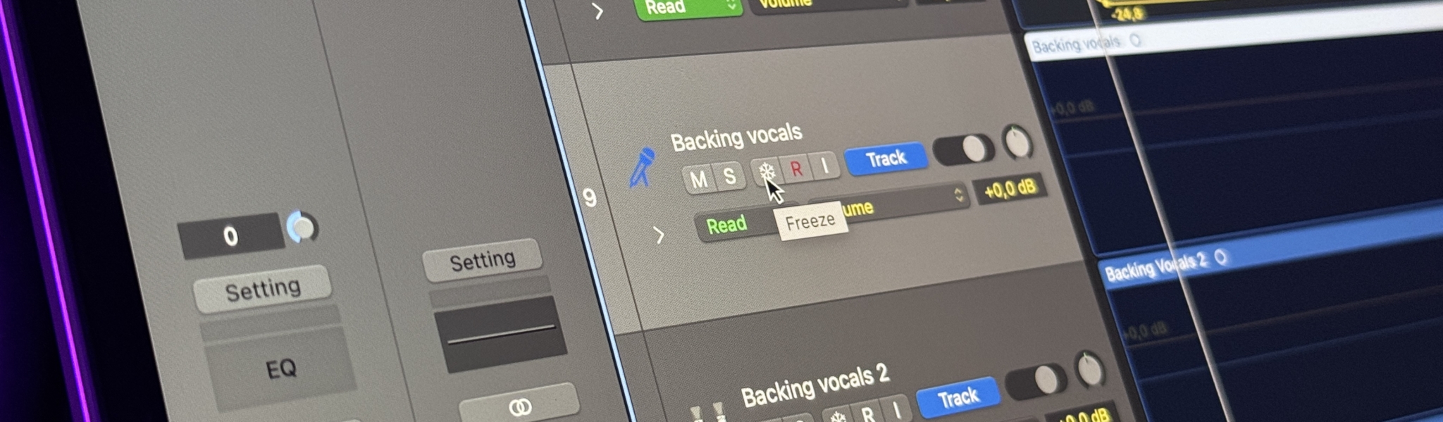 Freeze Settings in Logic Pro