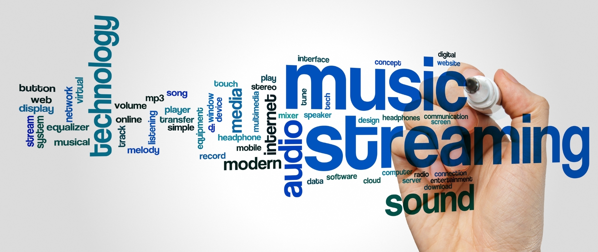 Graphic representation of music streaming technology keywords