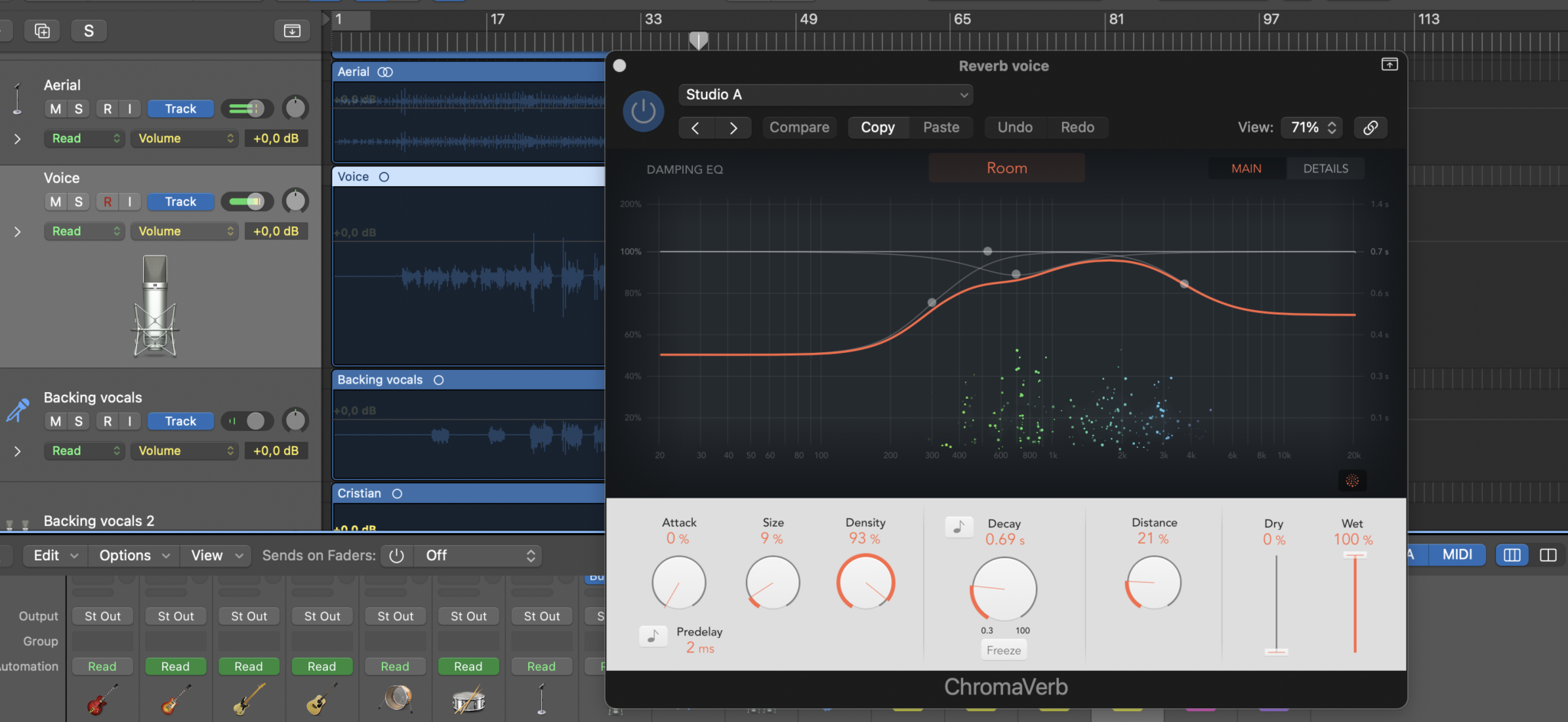 Logic Pro software algorithmic reverb