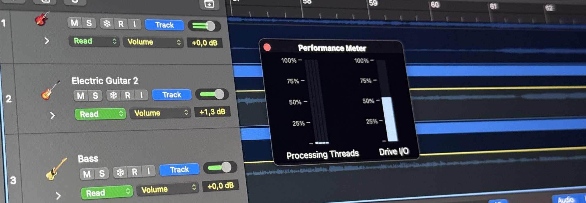 Logic Pro performance Meter